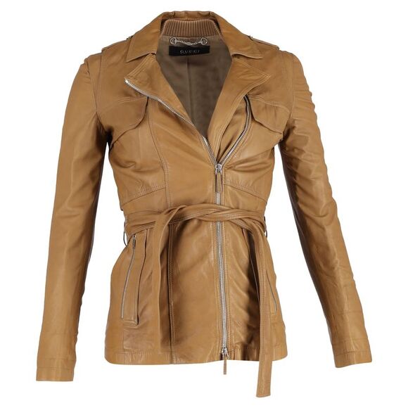 Gucci Biker Jacket in Brown Leather - Picture 1 of 6